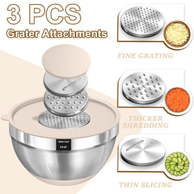 Umite Chef bowls with non-slip silicone bottoms prevent sliding during vigorous mixing.