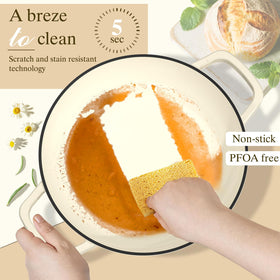 Umite Chef cream-white cookware transitions from oven to table with style.