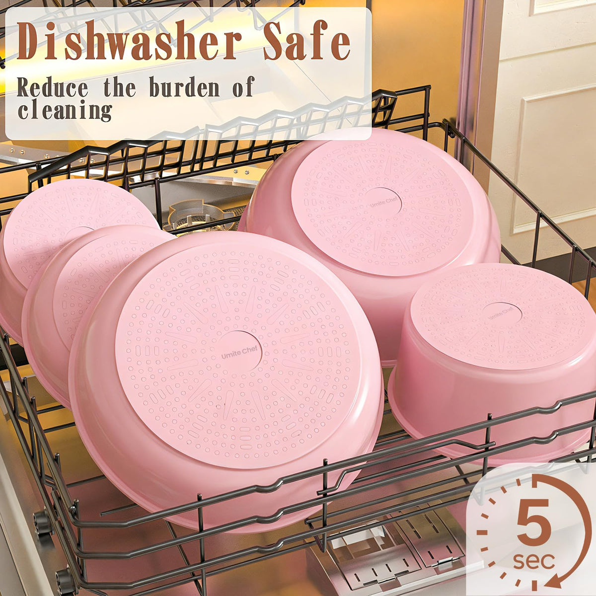 Umite Chef nesting design saves storage space when pots stack safely.