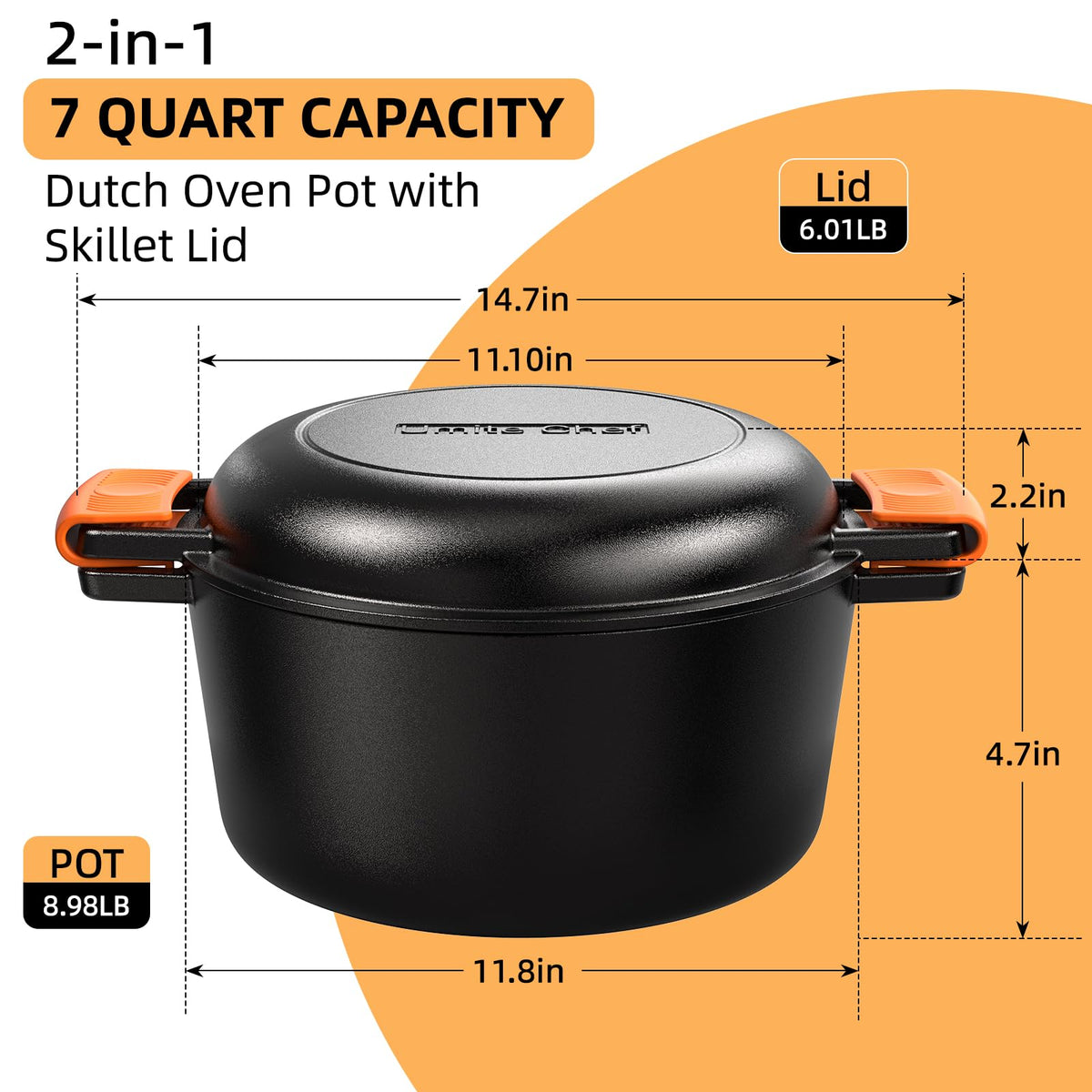 Umite Chef raised rib lid promotes juicier results and even heat.