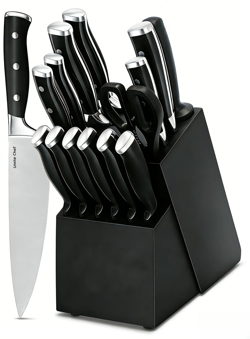 Umite Chef razor-sharp blades glide through produce for precise slicing.