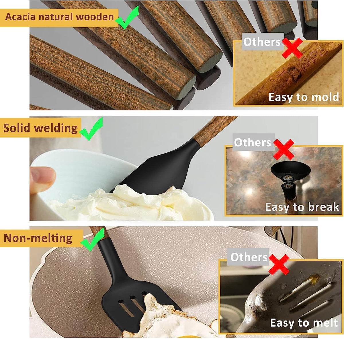 Umite Chef silicone angled spatula with acacia handle for precise scraping.
