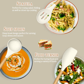 Umite Chef silicone heads withstand high heat, protecting nonstick cookware.