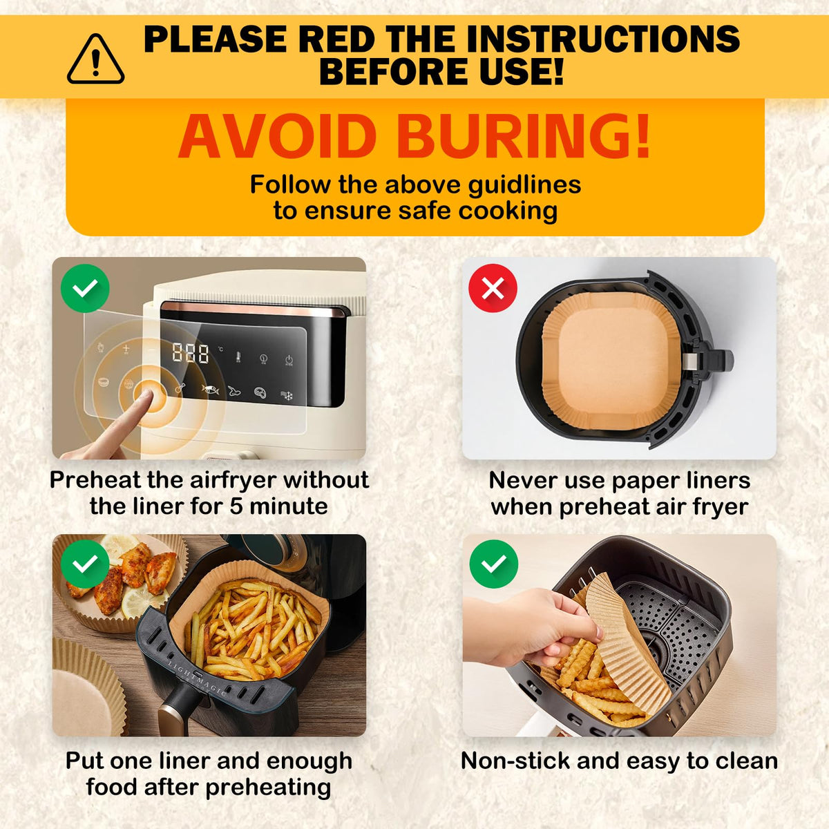 Umite Chef liners with silicone coating prevent sticking and simplify removal