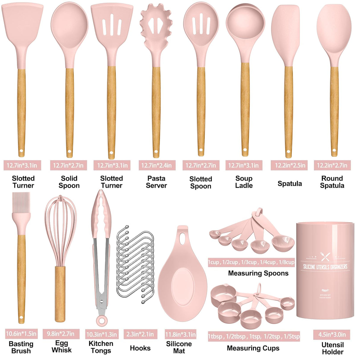 Silicone spatula with flexible head for gentle mixing without scratching cookware.
