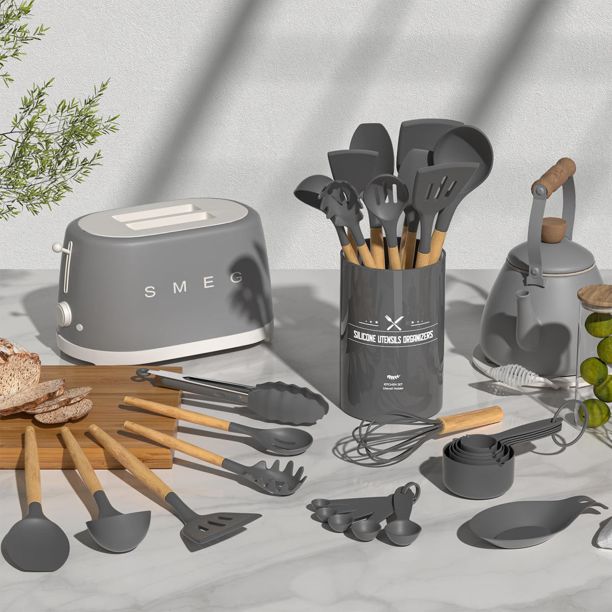 Umite Chef silicone spatula in gray protects non-stick cookware