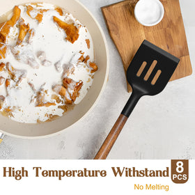 Umite Chef silicone spoon spatula with acacia handle versatile for mixing.