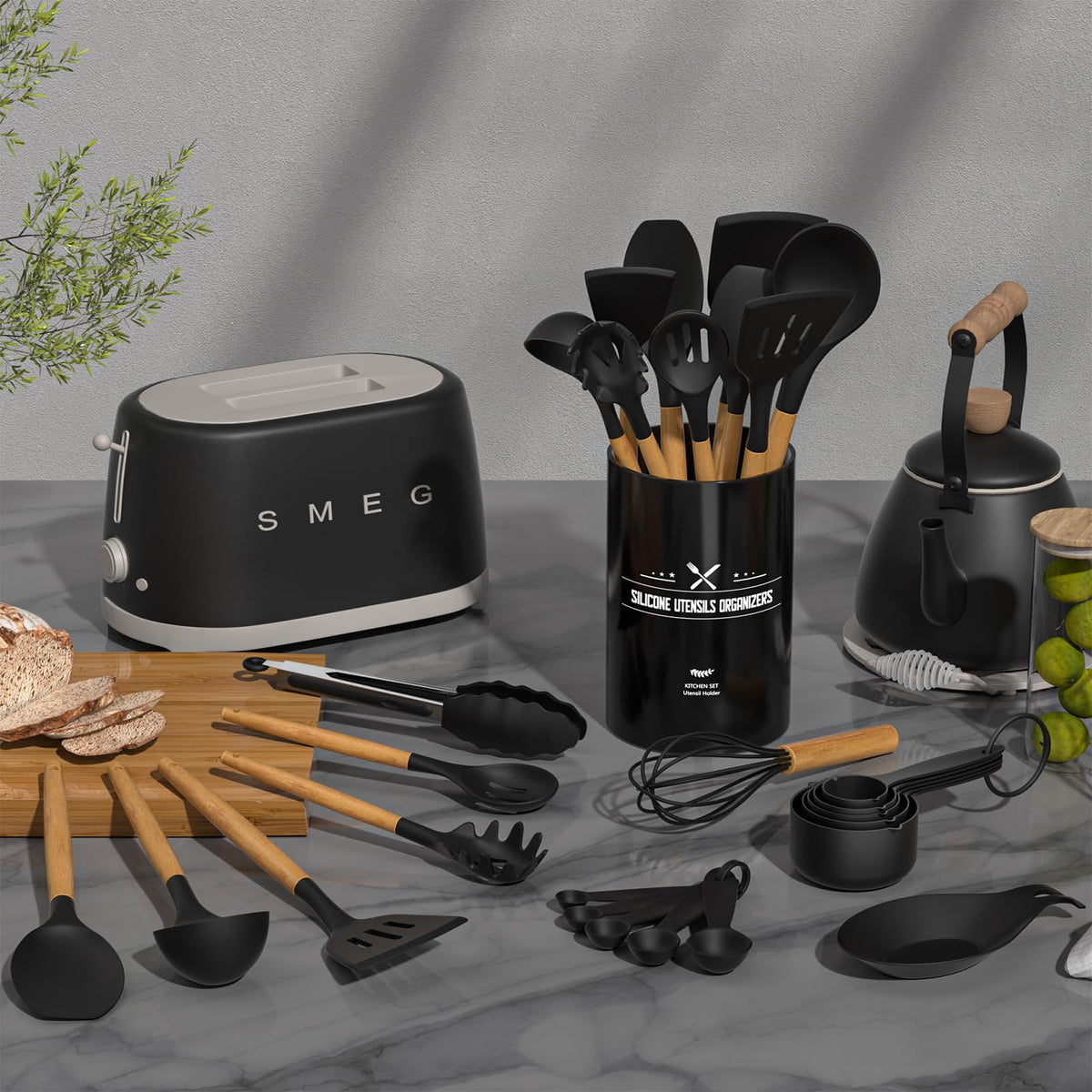 Umite Chef silicone utensils nonstick tips prevent sticking and simplify cooking