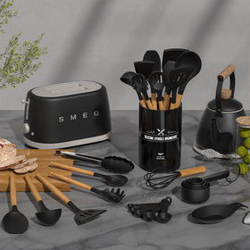 Umite Chef silicone utensils nonstick tips prevent sticking and simplify cooking