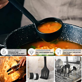 Umite Chef heat-resistant tools image shows silicone heads safe up to 446°F