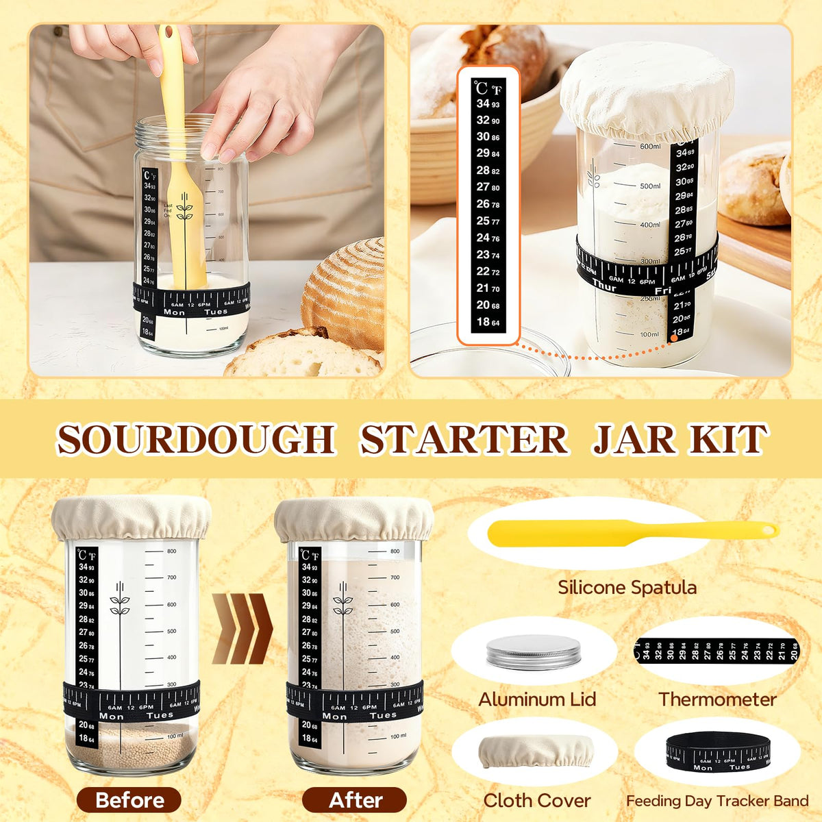 Umite Chef sourdough starter kit oval banneton supports moisture control for crisp crusts