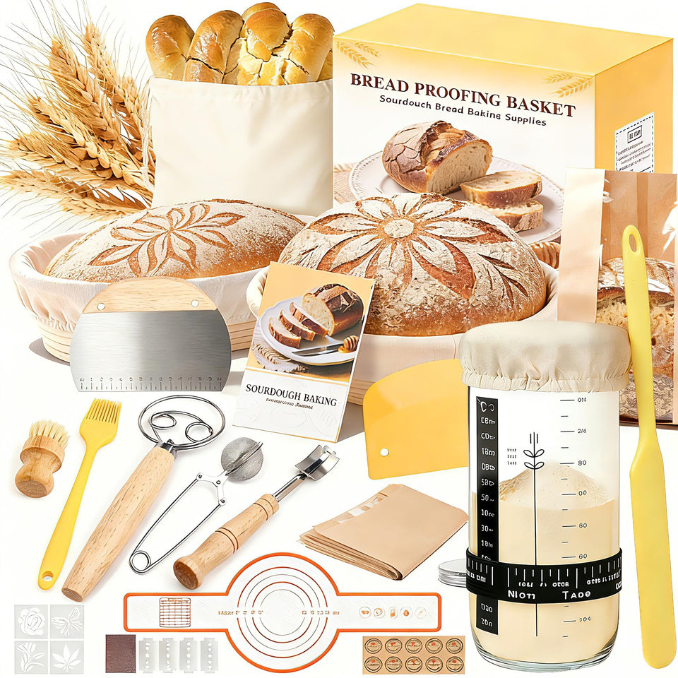 Umite Chef sourdough starter kit round banneton promotes even rise and pattern formation