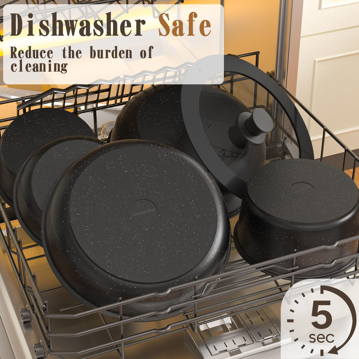 Umite Chef space-saving nesting design reduces cabinet clutter.