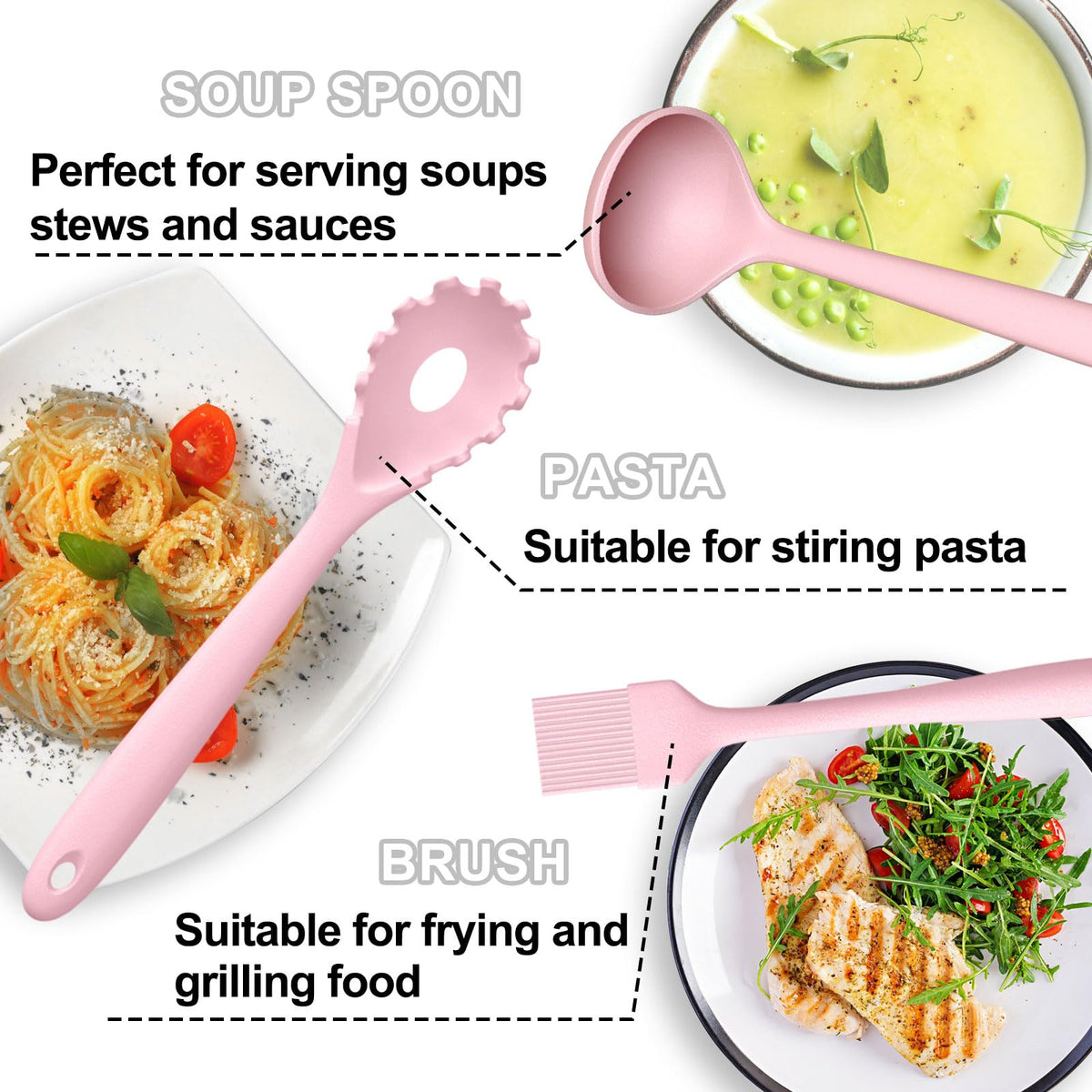 Umite Chef spoonula pink mixes softly without scratching.