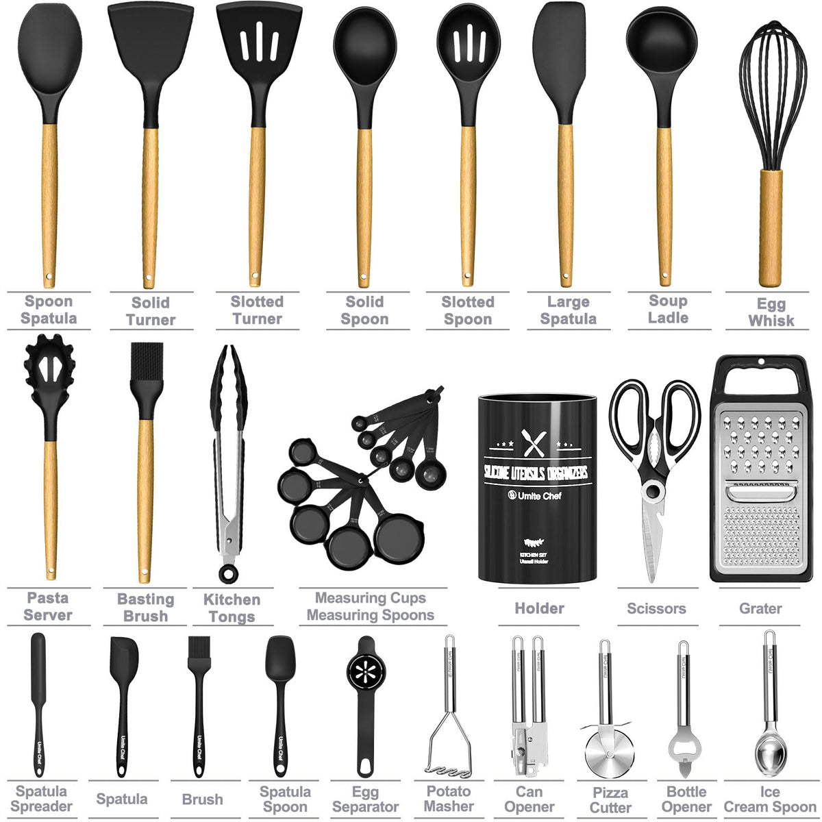 Umite Chef utensil holder on counter keeps tools within easy reach