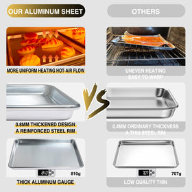 Umite Chef warp-resistant half-sheet pan keeps shape under high heat.