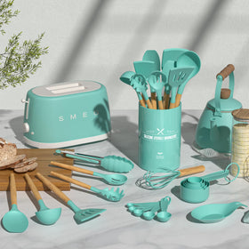 Umite Chef utensils with wooden handles offering comfortable grip and control.