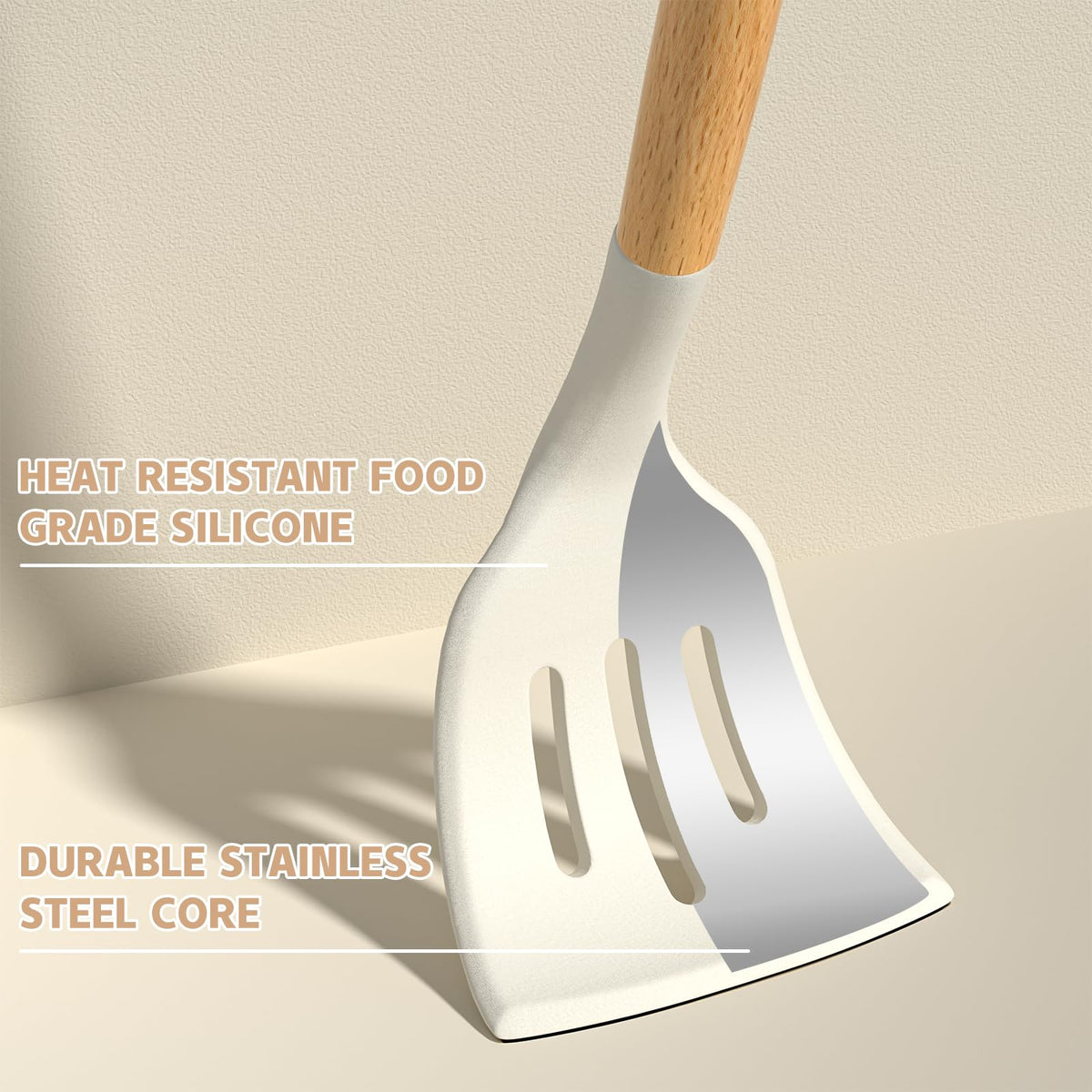 Umite Chef wooden handles provide comfortable grip and heat protection.