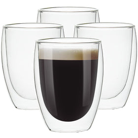 UMIZILI 4-pack 12oz glass cups for coffee on the table