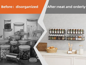 Umomi Kitchen storage on wall reduces countertop clutter.