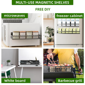 Umomi magnetic rack installs on fridge side for additional spice jars and seasonings.