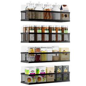 Umomi Spice Rack Wall Mount 4-Pack on a door keeps spices organized and accessible.