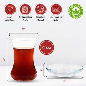 ums six-piece tea saucers complement the glassware and prevent slips