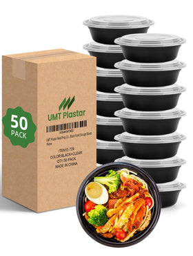 UMT Plastar 32oz round meal prep bowl with lid for portioned meals