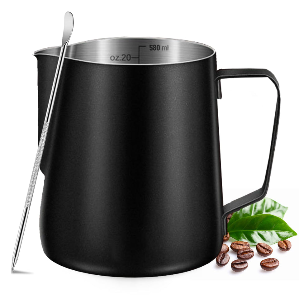 UMUACCAN milk frothing pitcher 350ml with narrow mouth for precise pours.