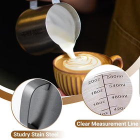 UMUACCAN milk frothing pitcher 350ml stainless steel body for easy cleaning.