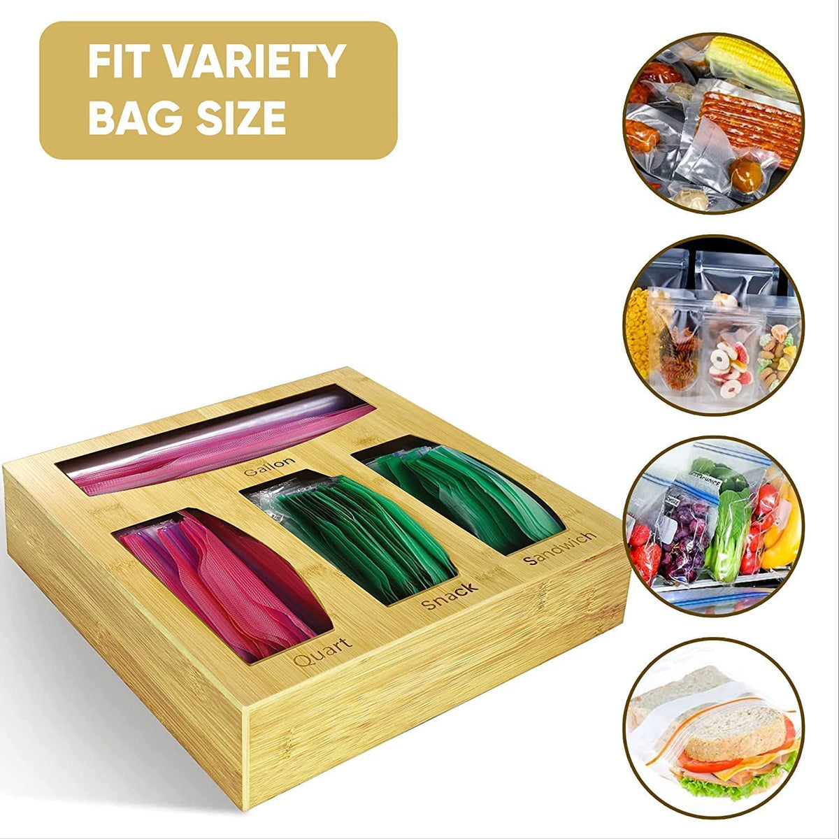 Unboxed 4-slot Organizer demonstrates versatile placement beside fridge or cabinets for quick access.
