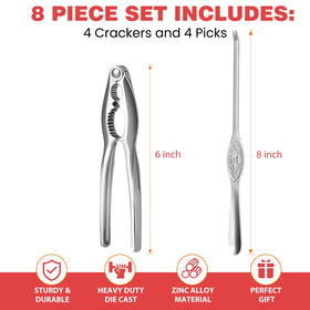 UNBOXING MOMENTS crab leg crackers and large meat picks in stainless steel.