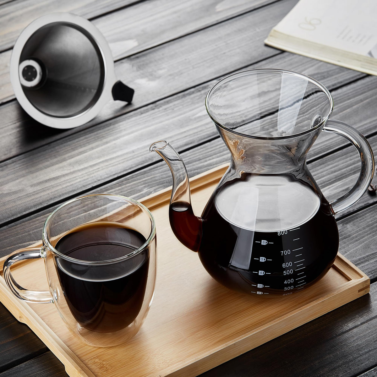 Ergonomic, easy-grip handle helps pour precisely without spills.