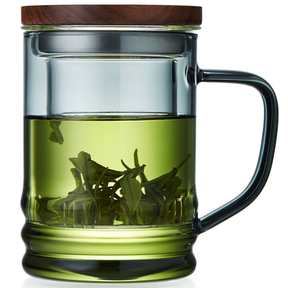 Unbreakable glass tea cup front view for a clean brew