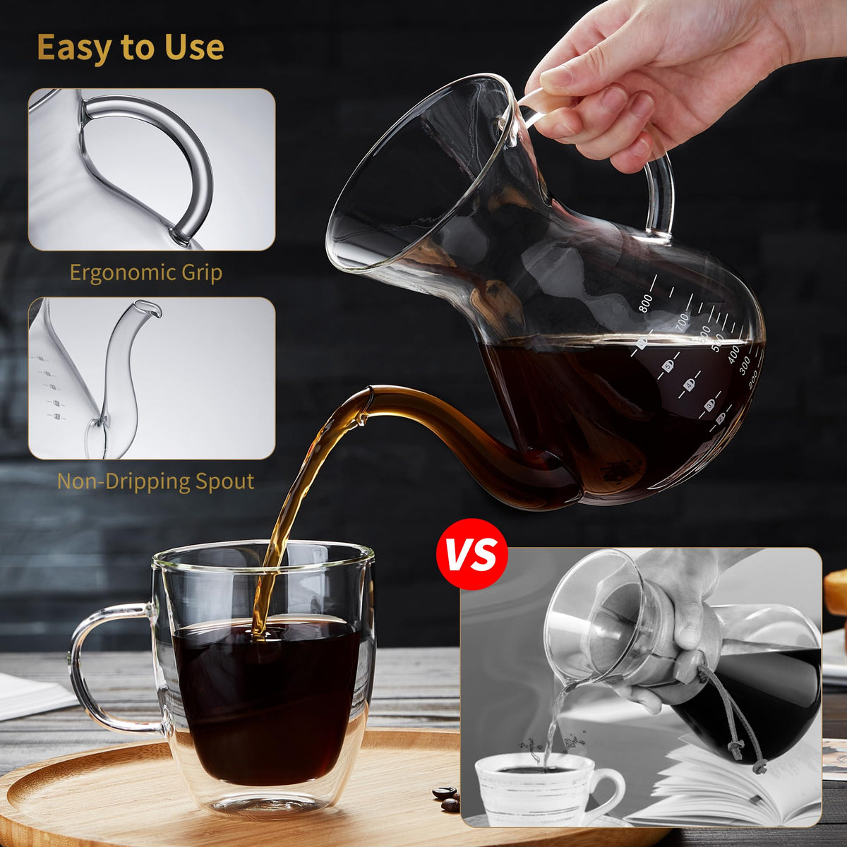 Thickened borosilicate glass provides clarity and reliable heat resistance.