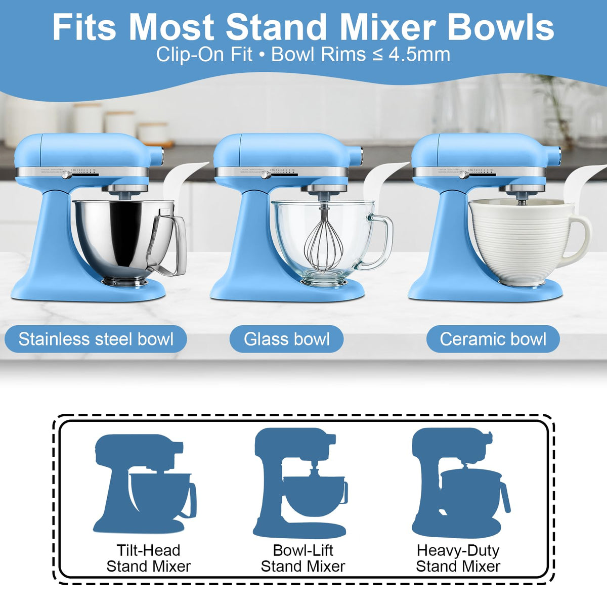 UNEFCYC clip-on funnel on bowls provides steady hands-free pouring.