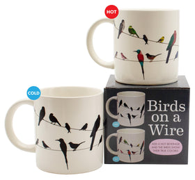The Unemployed Philosophers Guild Birds on a Wire mug reveals birds when hot