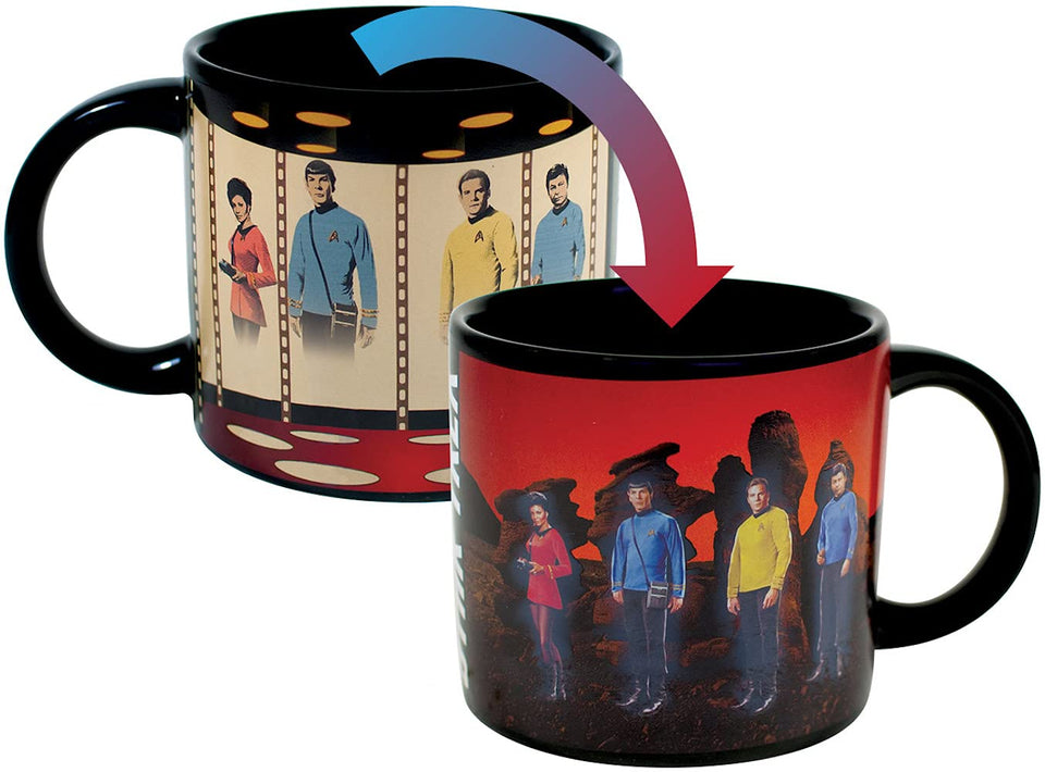 The Unemployed Philosophers Guild transporter mug beams crew for a playful morning ritual.