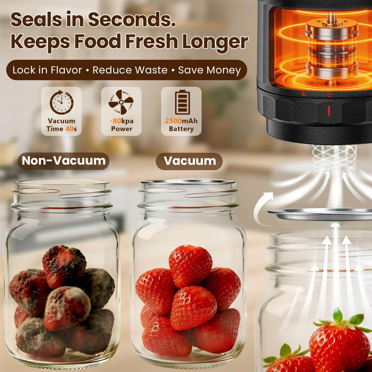 UNERVER M11 electric mason jar sealer with regular-mouth lids for efficient sealing.