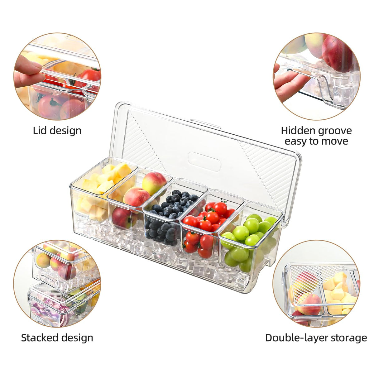 Uni HIMO five-compartment serving tray holds up to 20 oz per section.