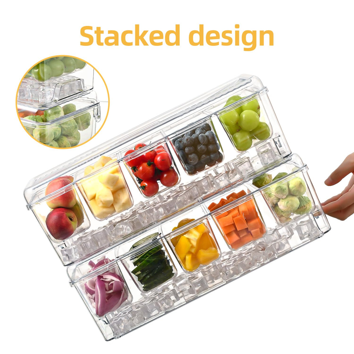 Uni HIMO stackable condiment tray with lid groove design saves storage space.