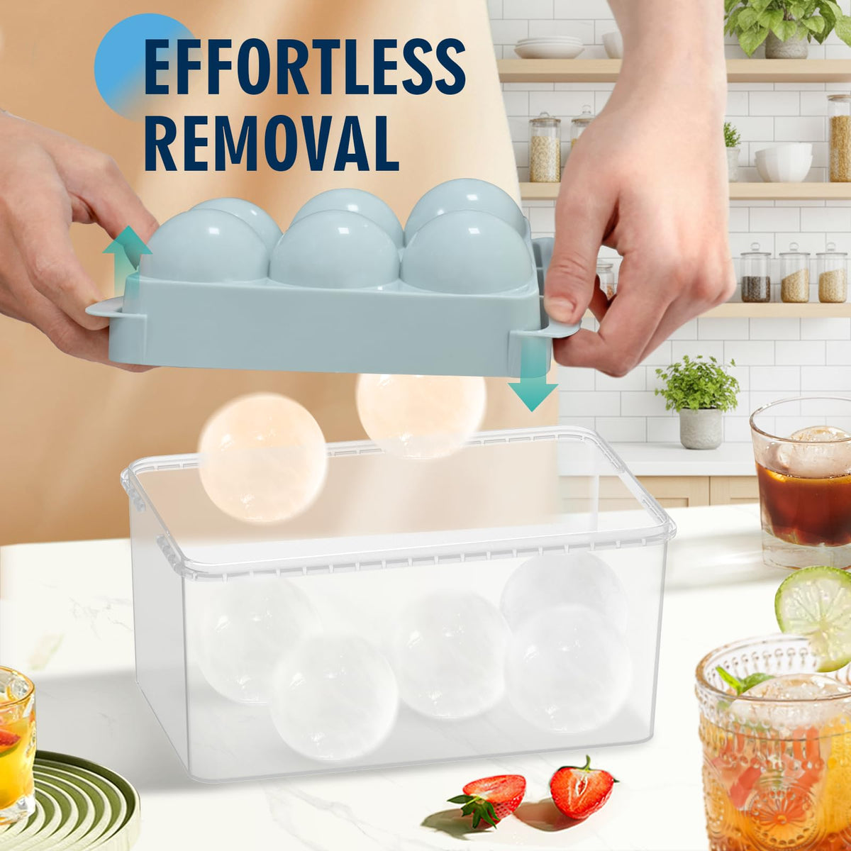 Unigul ice ball mold with twist-release for easy removal.
