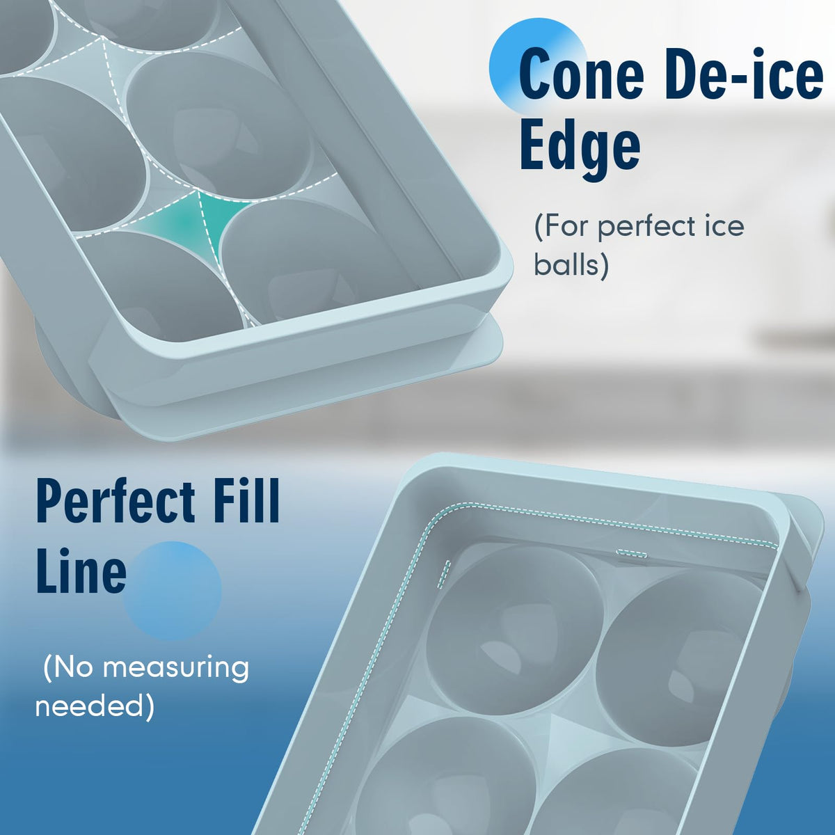 Unigul eight-ball ice mold stored with tray and lid.