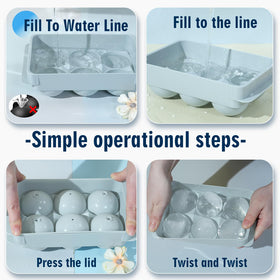 Unigul sphere ice mold with container and tongs for mess-free serving.