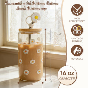 Unipinkart daisy straw cap for spill-free sipping
