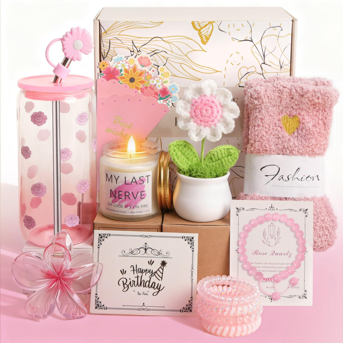 Unipinkart rose glass cup in a pink gift box for celebrations