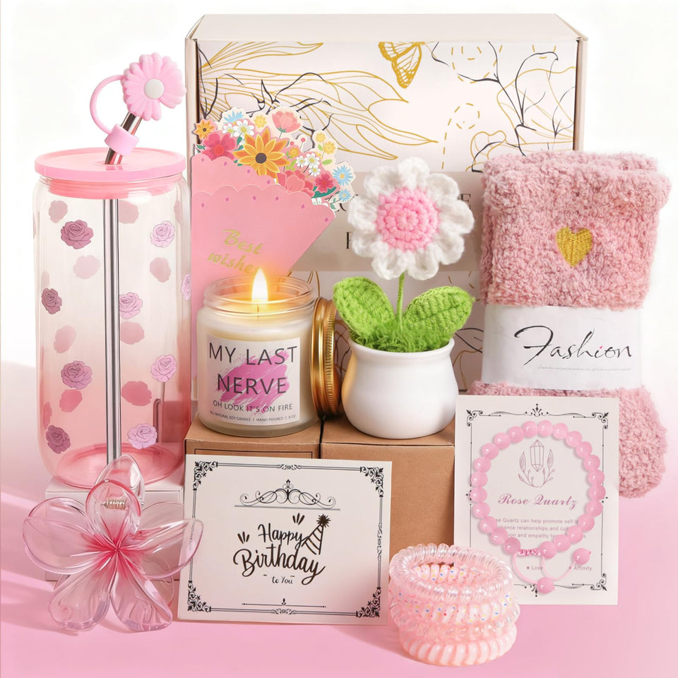 Unipinkart rose glass cup in a pink gift box for celebrations