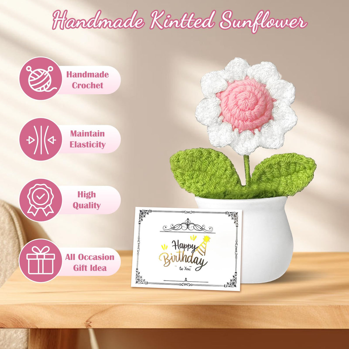 Unipinkart knitted sunflower keepsake adds cheerful charm