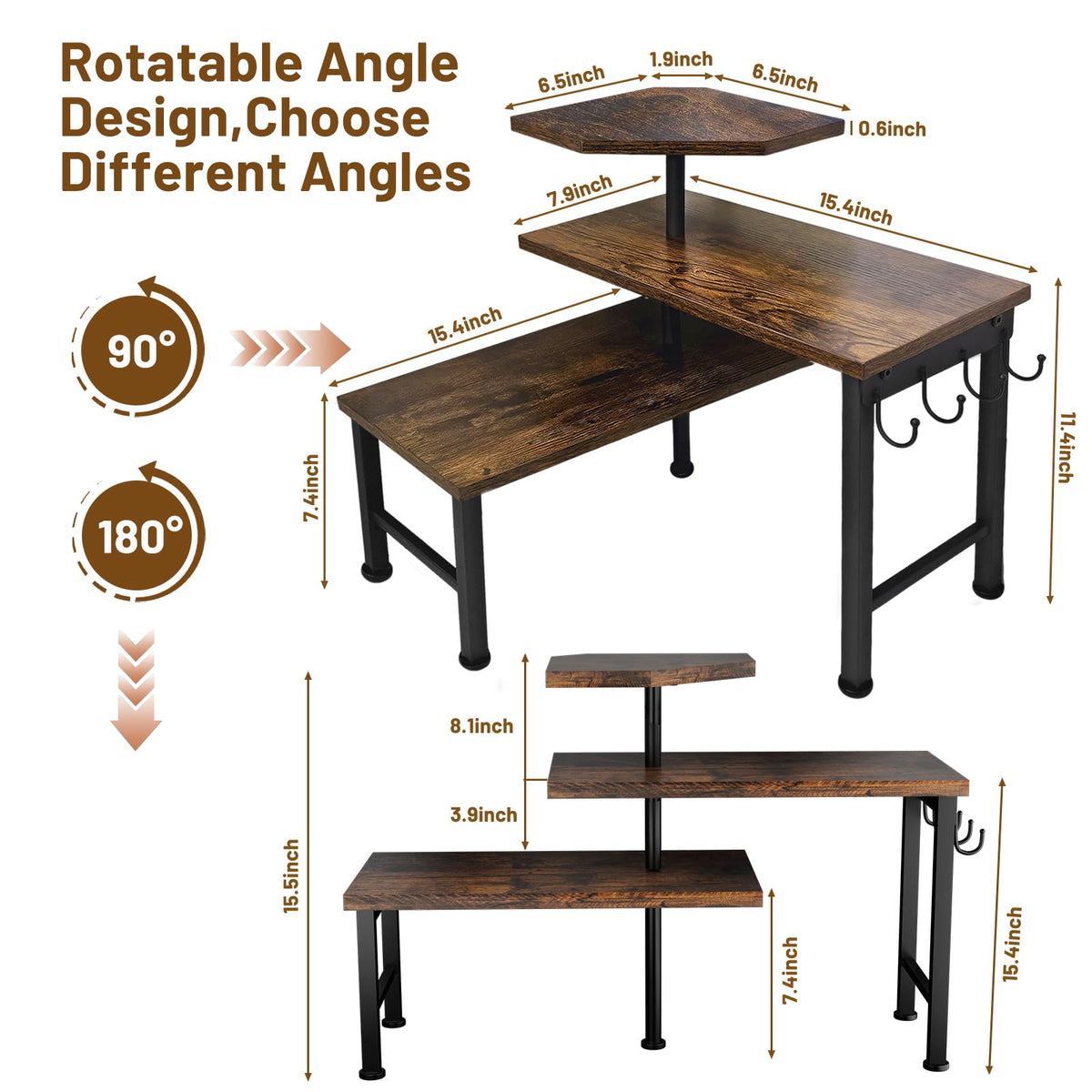 Uniqcovosa rustic black metal with wood shelves blends style and durability for everyday use.