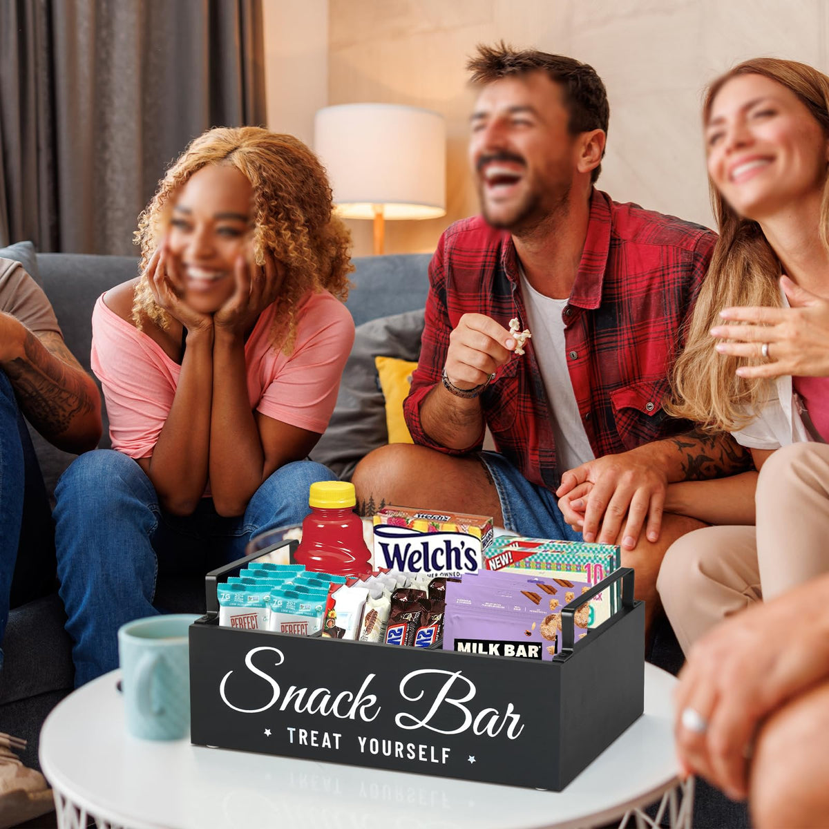 Open-top snack basket by Unistyle on a countertop for quick refills and access.